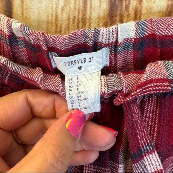 Forever 21 Women’s Red Plaid Pajama Sleep Bottoms with Pockets Size Small - Picture 8 of 9